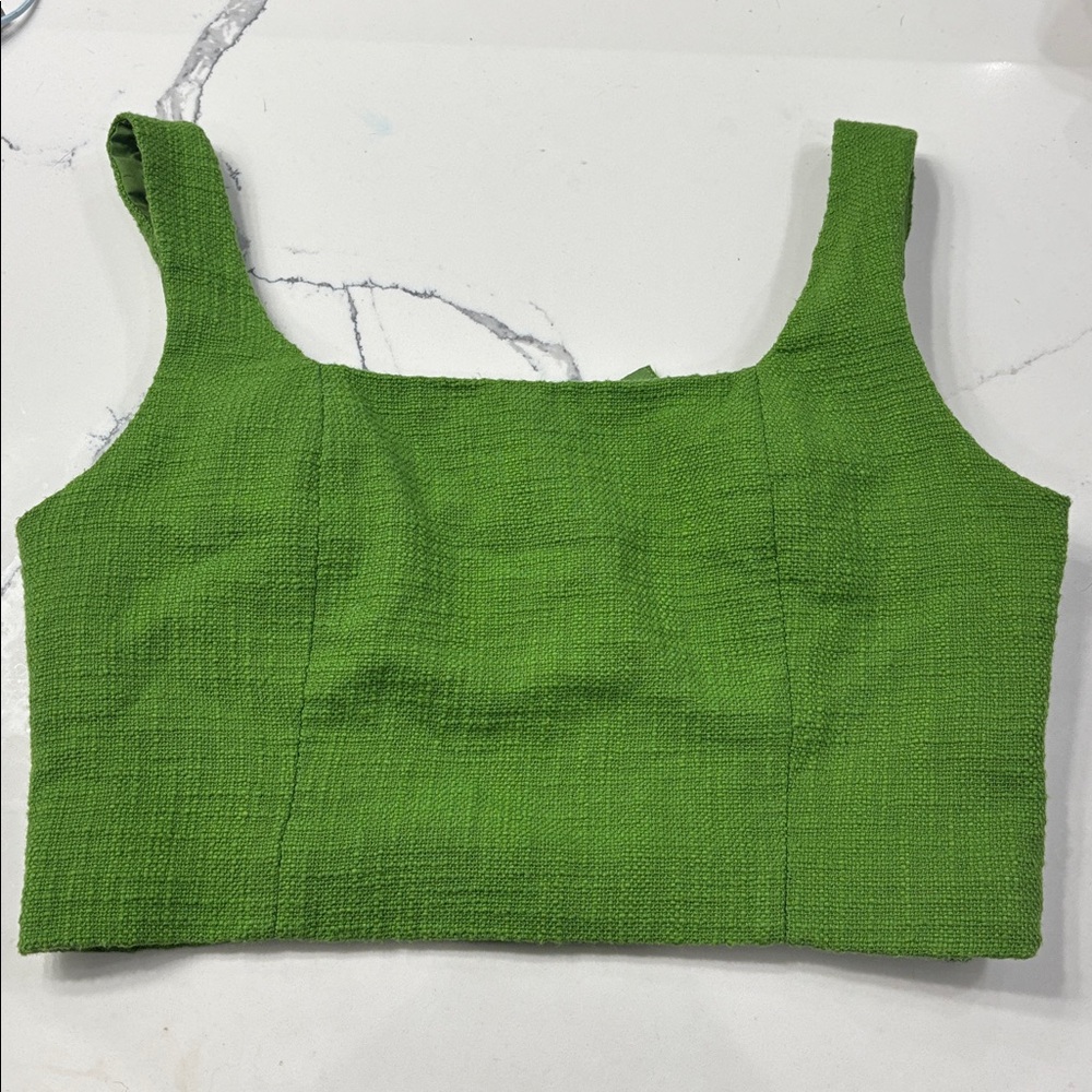 A&F Textured Vibrant Green Crop Top - Picture 2 of 5